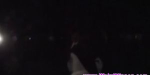 Oriental babe in rough group sex in car