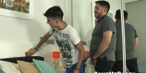 BANG ME DADDY - Young twink gets barebacked by daddy after a cock sucking