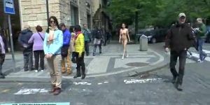 Antonia shows her amazing sexy body on public streets