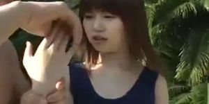 Japanese Teen Foreplay By The Pool
