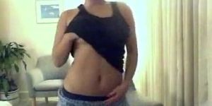 Busty Girl Strips on Webcam