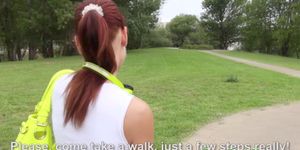 MOFOS - Pulled redhead euro babe spoils guys in park