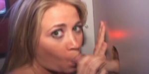 Blonde Dirty Sucking Dick And Taking Facial Through Glory Hole