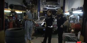 Mechanic shop owner is compelled into fucking female officers