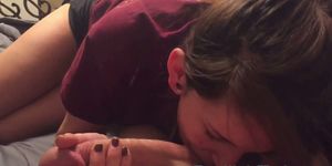 Hot GF gives a great passionate blowjob