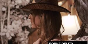 Blair Williams hot sex in cowboy hat and creampied
