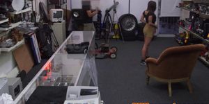 Real teen flashing for cash in pawnshop