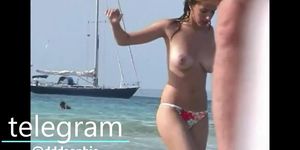nice american boobs on nude beach hidden cam