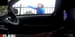 Car Dickflash Asking Mature for Directions