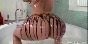 Blonde flaunting her choco covered big ass