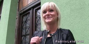 Blonde Hungarian bangs in public