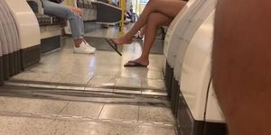 Hottest feet dangling ever on train