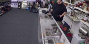Pawning amateur sucking dick in the store