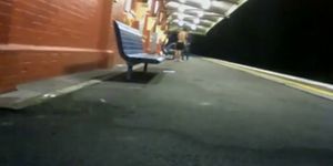 Filmed jerking on a train platform (A. Train)