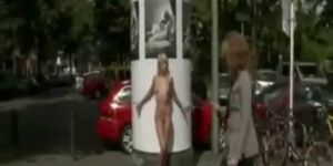 Blonde with small tits tied in public then fucked and humiliated