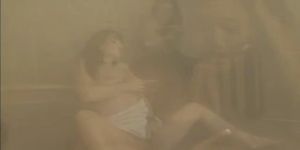 Girls squirting in sauna