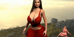 Bouncing Booty and Boobs Breast Expansion while Walking in P