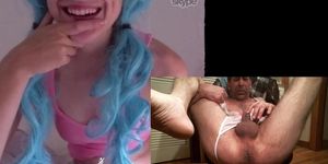 slut boy performs for cam girl on skype