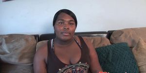 Chubby nubian tgirl blowing dick at casting