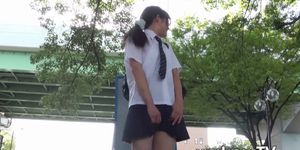 XXX JAPAN TV - Japanese schoolgirls hide in the back yard to toy pussies