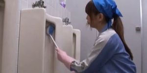 Asian maintenance lady cleans wrong part6 - video 1