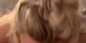 Young blonde takes a hard cock to the throat and finishes with massive facial