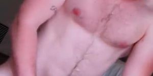 Muscle blonde man fucks and cums twice