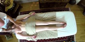 Hot blonde babe massaged