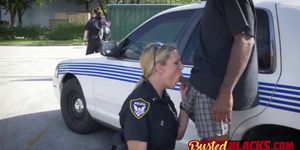 Having a hardcore interracial threesome in public is what these slutty cops love the most