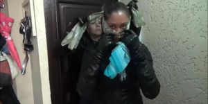 Leather gloved masked female robbers part 1