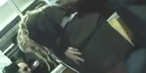 Horny blond groped to multiple orgasm on bus & fucked