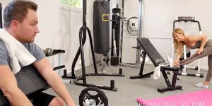 Sexy blonde MILF gets fucked in gym