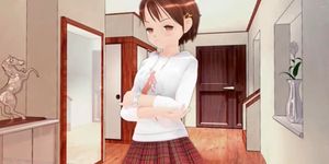Unschuldiger Anime-Schatz, der Unterwäsche-Upskirt zeigt