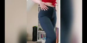 Tight jeans fat ass try on and strip tease