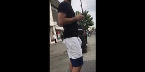 Hardon in public in shorts with no underwear