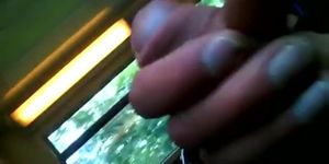 dickflash for blonde teen on bus