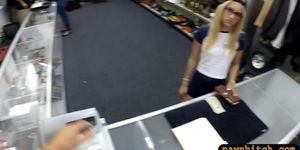 Perky tits blond gal plowed by pawn man at the pawnshop