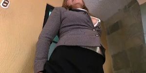 Office MILF Allison Peels off her Pantyhosed Panties and Shows her Secret
