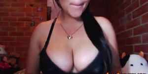 Sexy Busty Girl Friend Plays With Huge Tits and Rubs Tight Pussy
