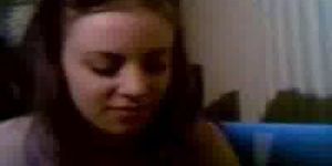 Pretty brunette babe posing on webcam