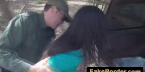 Pale hottie with round butt gets fucked in border patrol truck