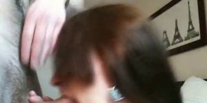 Hot brunette sucking and fucking and cummed - video 2
