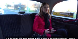 Brunette flashes ass in fake taxi