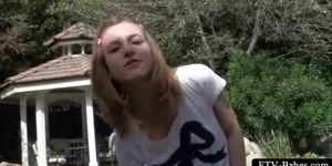 Hot masturbation outdoor scene with innocent teen - video 2