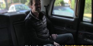 FEMALE FAKE TAXI - Female taxidriver facialized after fucking