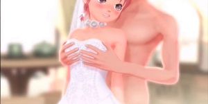 Cute anime bride fucking hardon gets messy facial
