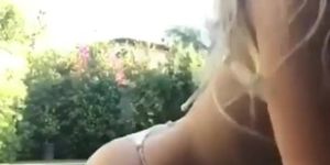 Hot Blonde Masturbates Pussy at Outdoor