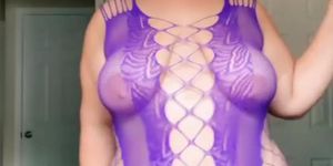 Gorgeous MILF shakes boobs in sexy mesh lingerie