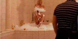 Hot German Blond Takes Two Dicks in Bathroom. DP