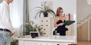 BABES NETWORK - Redhead officebabe Susana Melo fucked closeup